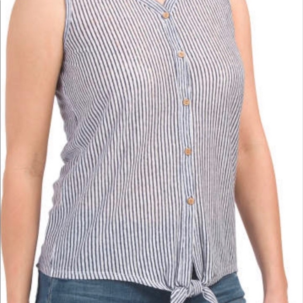 Rachel Zoe Tank Top XS 100% Linen Tie